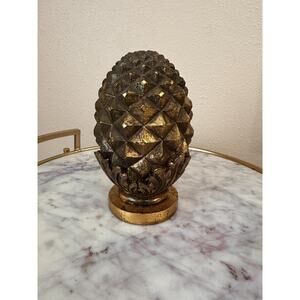 Antique French Gilded Carved Wooden Pineapple Finial